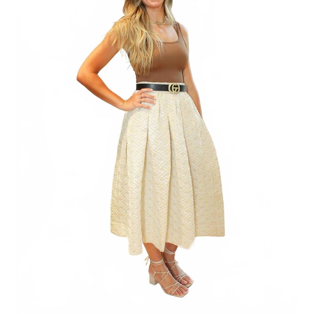 NEW BURU quilted party midi skirt in gold - Picture 5 of 5
